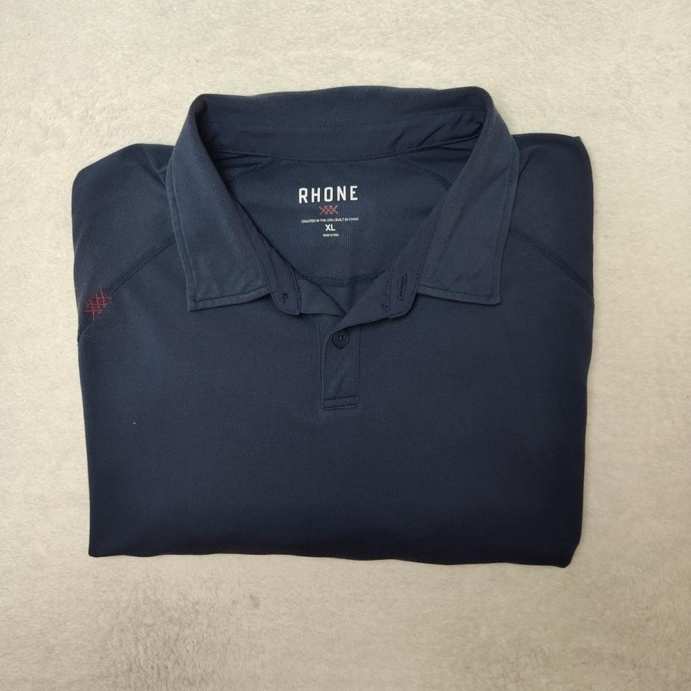 Rhone Polo Shirt Mens XL Blue Golf Delta Pique Performance Moisture Wicking